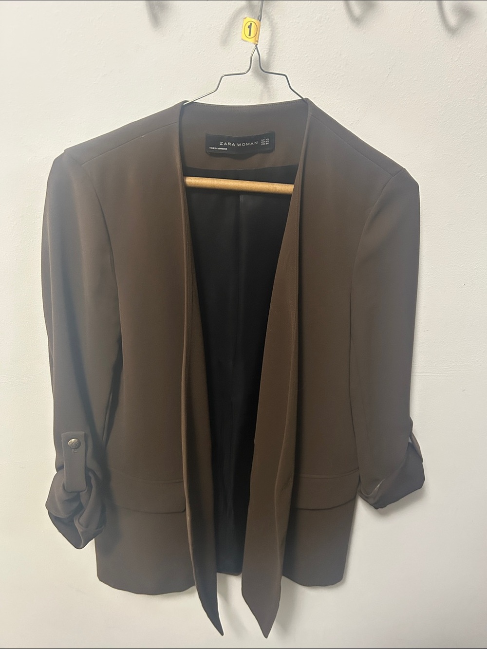 Zara Woman Brown Open-Front Blazer